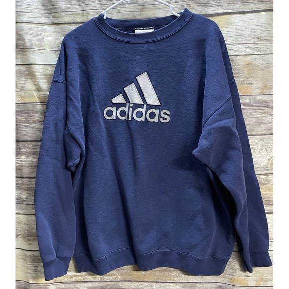 adidas Other - Vintage Adidas Crewneck Sweatshirt Men's Large Navy Blue Embroidered Retro‎ 90's